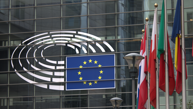 Europæisk flag og bygning