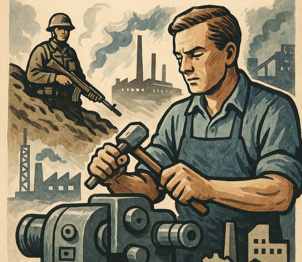 Soldat og arbejder i industri